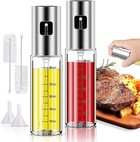 2 Pack Oil Sprayer for Cooking, Olive Oil Mister for Air Fryer, Refillable Vinegar Spritzer for BBQ and Baking