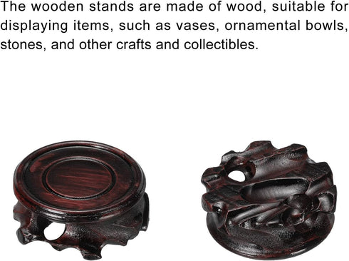 50mm Pack 2 MECCANIXITY Wooden Stand Holders Displays Base Diameter Black for Vase Bonsai Stone