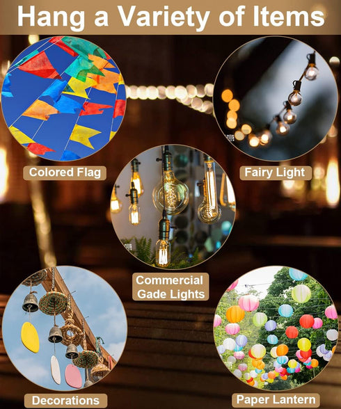 Queension 10FT 1 Pack Plug Floor String Light Poles for Outdoor String Lights for Garden, Backyard, Patio Lighting