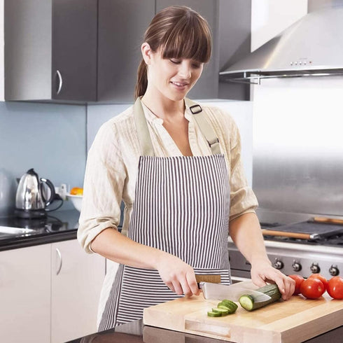 2 Pack 2 NLUS Kitchen Cooking Aprons, Adjustable Bib Soft Chef Apron with Pockets for Men Women(Black/Brown Stripes)