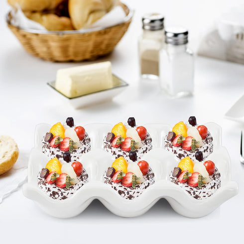 4 Pack 24 Countertop DEAYOU Cups Egg Tray Holders, Porcelain Egg Container for Fridge, Ceramic Eggs Keeper Storage