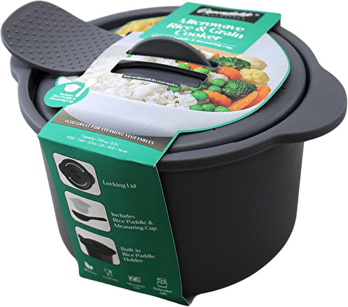 Dependable Industries Multi Use Microwave Rice Cooker, BPA Free 2.7L with Mixing Paddle and Measuring Cup