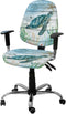 Sea Turtle Computer Office Chair Cover, Vintage Blue Ocean Turtle Design, Stretchable Removable Slipcover