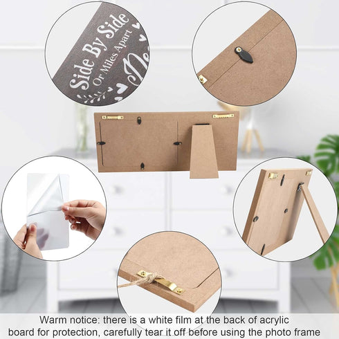 Jetec Wooden Friends Picture Frame 12 x 5.5 Inch Graduation Day Gifts for Long Distance Friendship Photo (Brown)