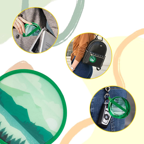 4 Styles Landscape Round Foldable Hand Fan, Japanese Handheld Compact Cooling Fans for Outdoor Events