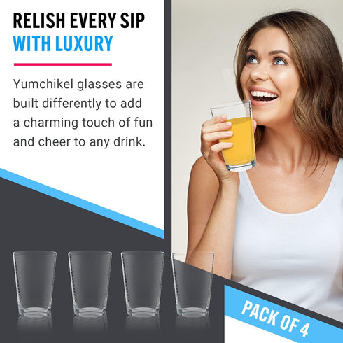 Juice Glasses Set of 4, 7 oz. Durable Drinking Tumblers for Soda, Water, Milk, and Spirits, Dishwasher Safe