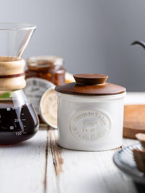 Countertop, Ceramic Butter Dish With Lid, Butter Crock for French Butter Keeper Holder for Spreadable Butter, Cream