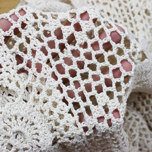 KEPSWET Cotton Floral Oval Handmade Crochet Lace Table Runner, Beige (12x60 inch)