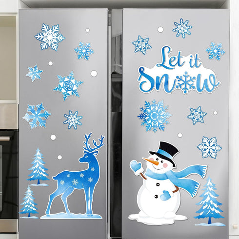 29 Pcs Let It Snow Refrigerator Magnet, Decorative Winter Wonderland Fridge Decorations for Xmas Garage Door Decor