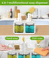 Kitchen Hand Soap and Dish Soap Dispenser Set - Dual Soap Dispenser with Sponge Caddy and Brush Holder, 4-in-1
