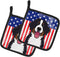 Caroline's Treasures American Flag and Bernese Mountain Dog Pot Holders, Heat Resistant Kitchen Set, 7 1/2 x 7 1/2