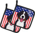 Caroline's Treasures American Flag and Bernese Mountain Dog Pot Holders, Heat Resistant Kitchen Set, 7 1/2 x 7 1/2