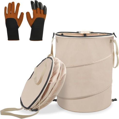 24 Gallons Collapsible Reusable Bags with Gloves, Camping Trash Can with Lid,