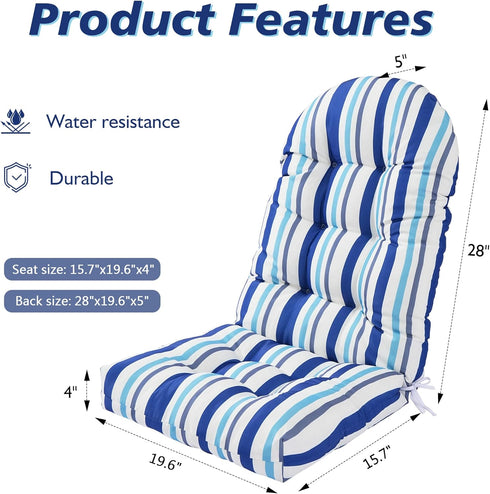 Enipate Weather Resistant Adirondack Chair Cushions High Back Rocking Chair Cushion Indoor Outdoor Patio Tufted Thicken