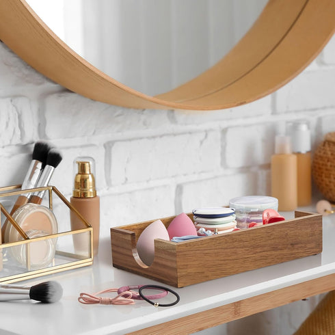 Napkin Holder for Bathroom, Acacia Wooden Guest Towel Holder Tray for Bathroom, Disposable Paper Hand Towel Holder