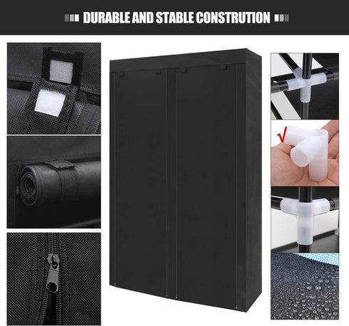 28 Closet ERONE Shoe Rack Storage Organize, Pairs Portable Double Row with Nonwoven Fabric Cover Shoe Shelf Cabinet