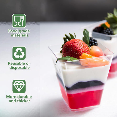 YOIYINI 30 Pack 5oz Dessert Cups with Lids and Spoons,Yogurt Parfait Cup with Lids,Plastic Dessert Containers
