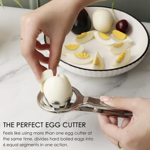Best Utensils Stainless Steel Egg Slicer - Divides Hard Boiled Eggs Into 6 Segments