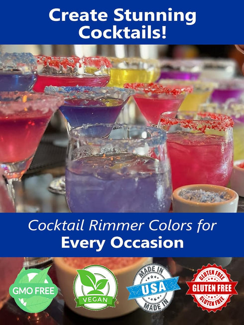 Rimmer Rimming 8oz Snowy River Pink, Cocktail & Margarita Sugar - Vibrant Color Glass Sugar with Medium Crystal Texture