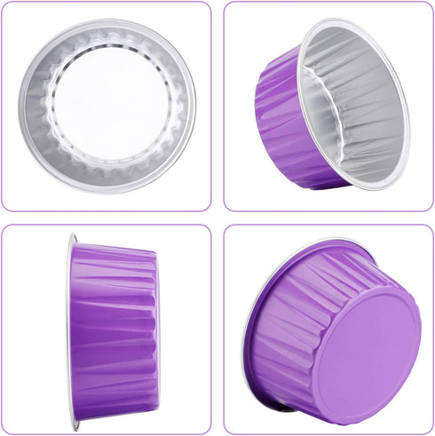 EUSOAR Baking Cups: 50pcs Aluminum Foil 5oz Reusable Cupcake Cups with Lids for Desserts and Catering