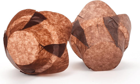 GOLDEN APPLE 100 Pcs Tulip Cupcake Liner - Lotus Parchment Baking Cup for Weddings, Birthdays, Brown