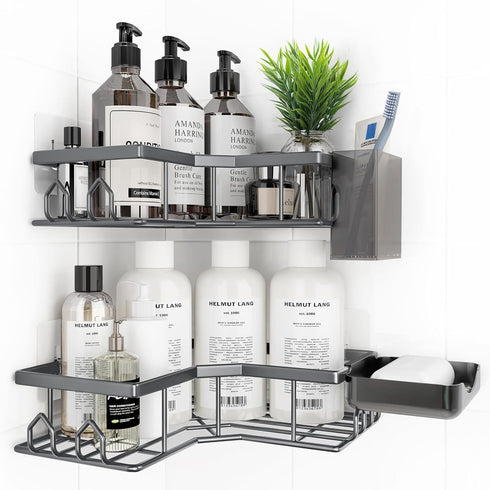 QHMCHLDZ Adhesive Shower Caddy, 4 Pack Corner Bath Organizer, Rustproof Stainless Steel Shower