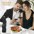Premium Salt and Pepper Grinder Set of 2, Wood Shakers with Ceramic Core, Adjustable Coarseness, 6.5 Inch (Black+White)