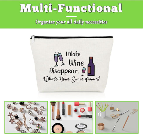 Wine Lovers Gifts Makeup Bag for Wine Drinkers, Wine Gifts for Mom Wife Sister Friendship Gifts for Wine Lovers