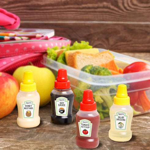 12 Bottles,25ml Xuyyicao Pcs Mini Ketchup Condiment Squeeze Bottles,Plastic Sauce Container for Kids,Office,Bento