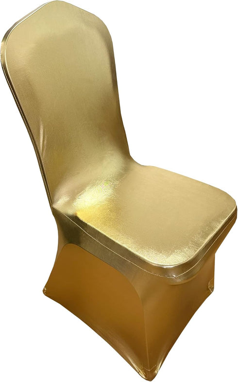 Stretch Chair Cover - Chair Slipcover Decoration for Wedding Banquet Party (Shiny Gold)