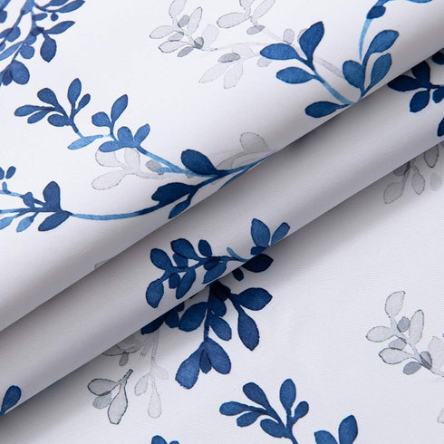 Navy Blue Valance for Windows with Watercolor Botanical Flowers, Rod Pocket Window Treatments 52" x 14" for Kitchen