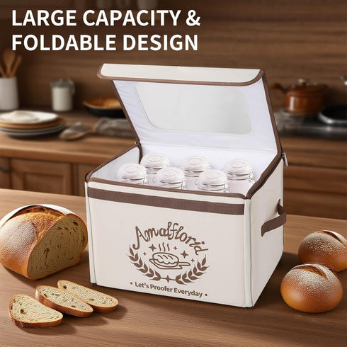 Amalflorid 68-131 99H 6-Layer Folding Bread Proofing Box, Dough Proofer with Temp Control & Timer, Proofing Box