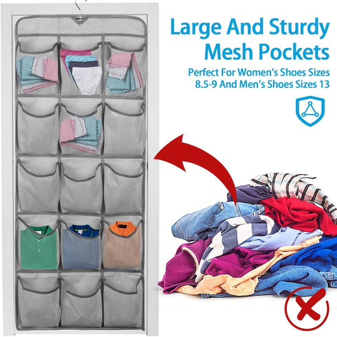 2Pcs 30 Closet 360 Large Pockets Dual Sided Hanging Shoe Organizer for Shoe Storage Shelves with Rotating Hanger Space