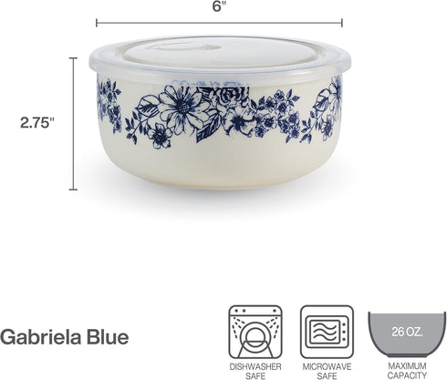 Pfaltzgraff Gabriela Storage Bowls, 6 inch, Blue and White by Pfaltzgraff