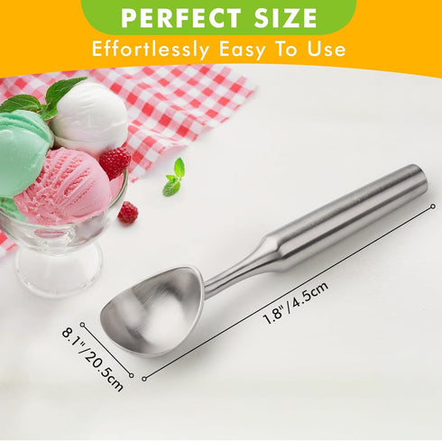 Seamless Frozen Saebye Ice Cream Scoop Stainless Steel. Ice Cream Scooper, Heavy Duty, Design, Comfortable Grip Long
