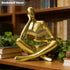 4.5 Inch Gold Reading Woman Statue, Thinker Sculpture for Bookshelf Decor, Modern Gold Home Accents, Coffee Table