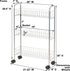 3 Household Essentials Slim Storage Cart, Shelf Storage Cart with Wheels, Perfect for Laundry Rooms, Bathrooms