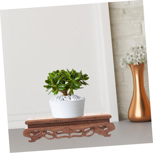 YARNOW Wooden Base Decorative Planter, Rectangle Flower Vase Stand for Home Plant Holder