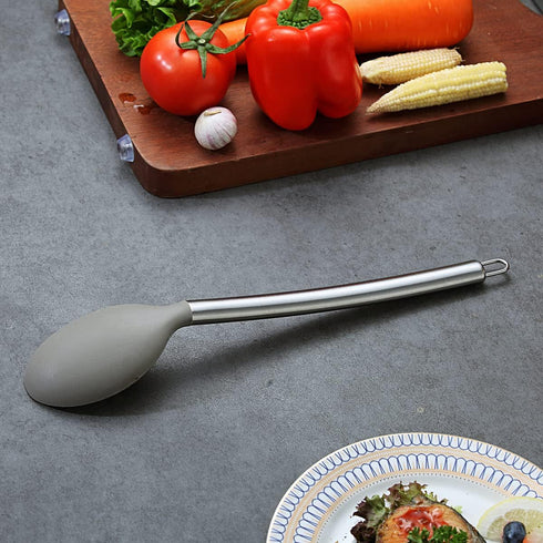 Berglander Cooking Spoon, Non-stick Silicone Solid Serving Spoon, Basting Spoon for Cooking, Dishwasher Safe