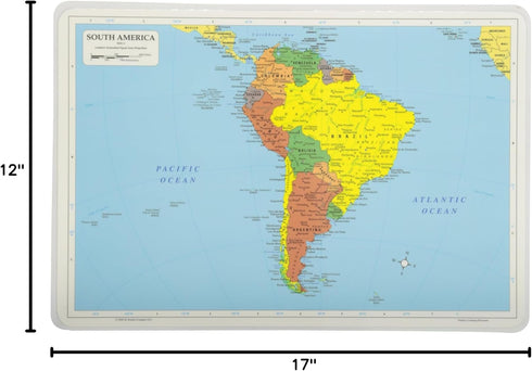 Painless Learning South America Map Placemat, 12 x 17 1/2 Inches