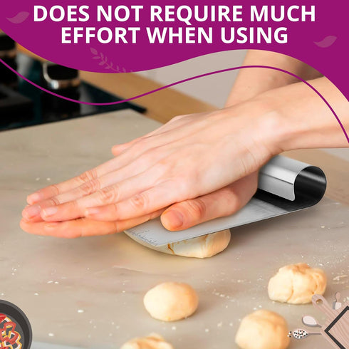 Bench Scraper Kitchen Tool – Multipurpose Pastry Scraper with Measuring Scale, Pizza & Bread Dough Cutter, Stainless