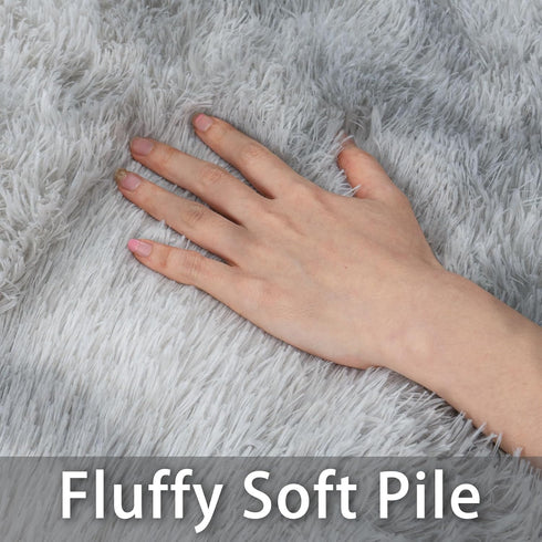 6x9 Dssimo Super Fluffy Area Rugs for Living Room, Modern Large Tie-dye Shag Grey Rug for Bedroom, Non-Slip Plush