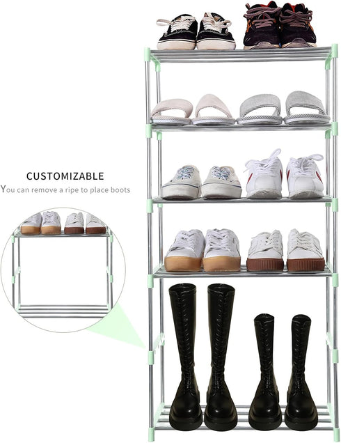 Closet (3-Tier, Jucaifu Stackable Small Shoe Rack, Entryway, Hallway and Space Saving Storage and Organization Green)