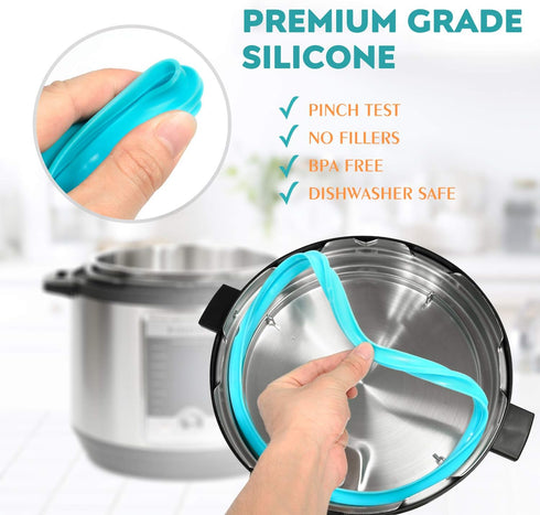 Premium Silicone Sealing Ring 3-Pack for InstantPot 8Qt - Dishwasher Safe Food-Grade Replacement Gasket, Compatible