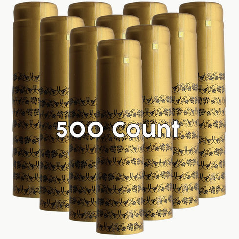 Gold With Black Grapes PVC Shrink Capsules - 500 Count