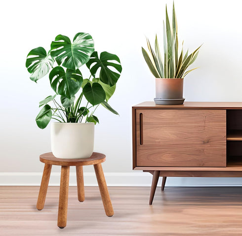 zaowofires Stool10''H,Plant BathroomBedroomLivingroom 10inch) Round Solid Wooden Step Stool Garden Stool Wood Legs