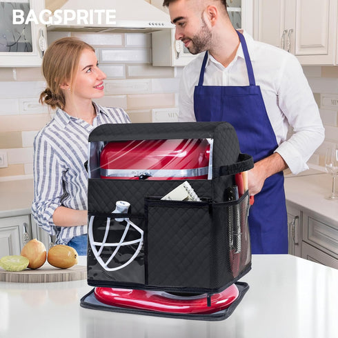 BAGSPRITE Stand Mixer Cover with Detachable Appliance Sliders Base for KitchenAid Mixer, Storage Bag for 4.5/5 Quart
