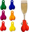 Wine Nutz, 6pcs Silicone Wine Glass Charms/Markers for Cocktails, Martinis, Rainbow Funny Gift
