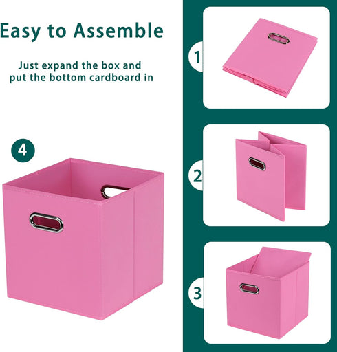 Set of 3 Black Foldable Storage Cubes Bins, Fabric Storage Box Organizer Baskets with Dual Handles for Home Organizer