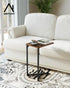 NEFROM ET-X-BR1 C-Shaped End Table, Small Couch Side Table, Sofa TV Tray Table for Living Room, Bedroom, Bedside